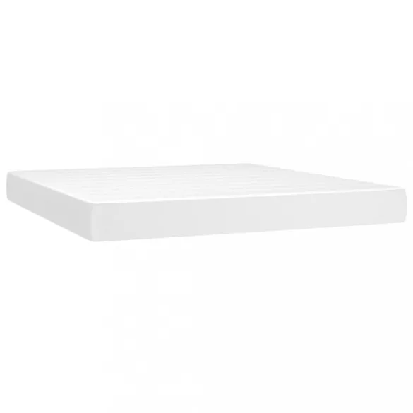 fehér műbőr rugós ágy matraccal és LED-del 160x200 cm