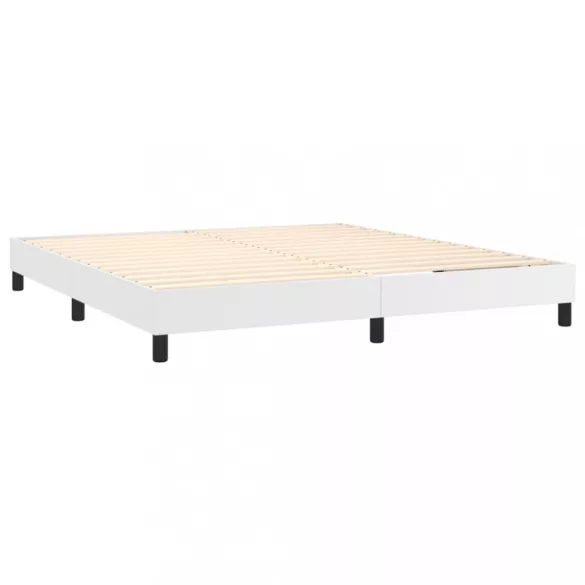 fehér műbőr rugós ágy matraccal és LED-del 180x200 cm