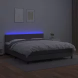 szürke műbőr rugós ágy matraccal és LED-del 180x200 cm