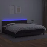 fehér műbőr rugós ágy matraccal és LED-del 200x200 cm