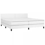 fehér műbőr rugós ágy matraccal és LED-del 200x200 cm