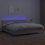 cappuccino színű műbőr rugós ágy matraccal és LED-del 200x200cm