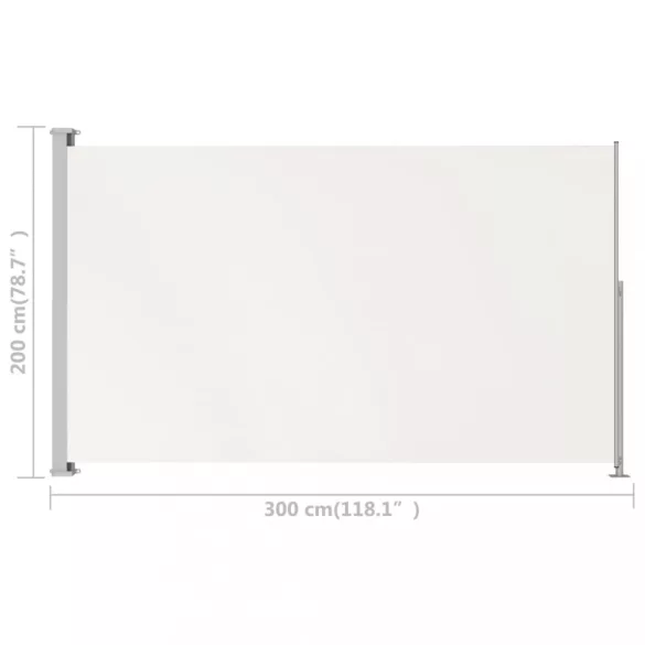 krémszínű behúzható oldalsó terasznapellenző 200 x 300 cm