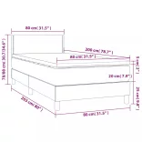 szürke műbőr rugós ágy matraccal és LED-del 80 x 200 cm
