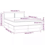 szürke műbőr rugós ágy matraccal és LED-del 140x190 cm