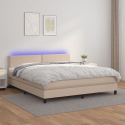   cappuccino színű műbőr rugós ágy matraccal és LED-del 160x200cm