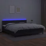 fehér műbőr rugós ágy matraccal és LED-del 200x200 cm