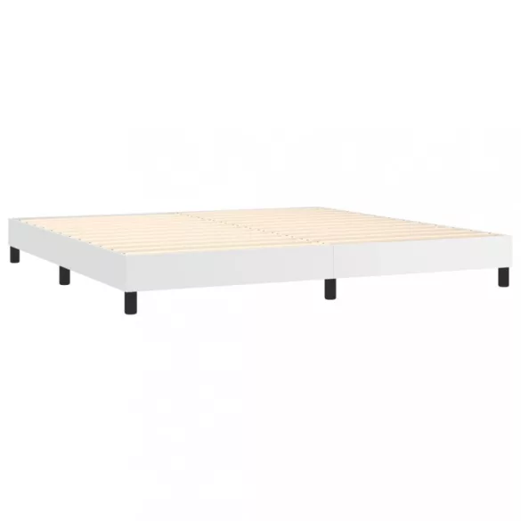 fehér műbőr rugós ágy matraccal és LED-del 200x200 cm