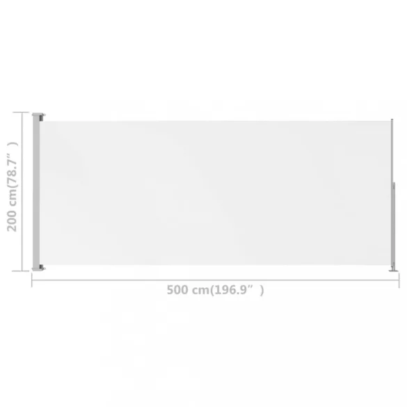 krémszínű behúzható oldalsó terasznapellenző 200 x 500 cm