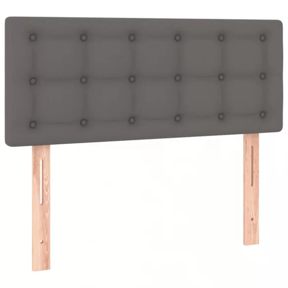 szürke műbőr rugós ágy matraccal és LED-del 80 x 200 cm