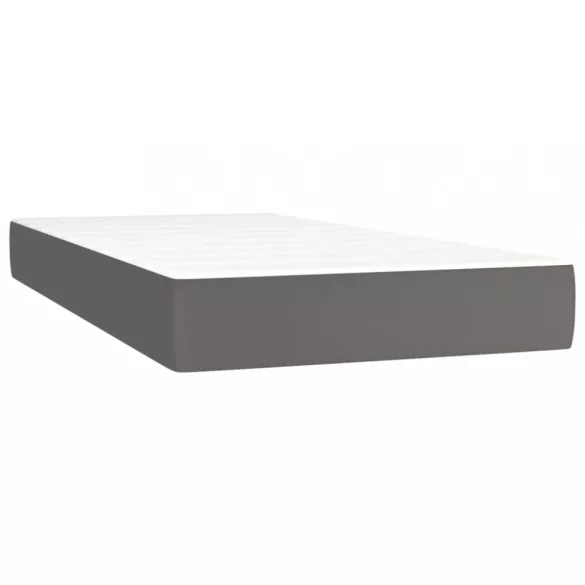 szürke műbőr rugós ágy matraccal és LED-del 90x200 cm
