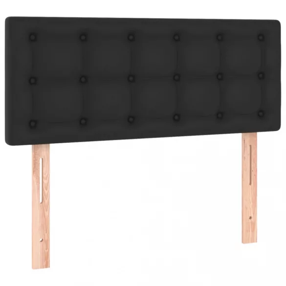 fekete műbőr rugós ágy matraccal és LED-del 100x200 cm