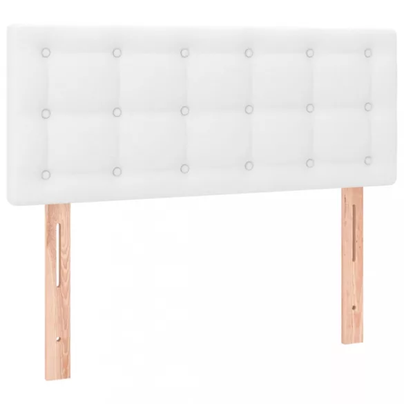 fehér műbőr rugós ágy matraccal és LED-del 100x200 cm