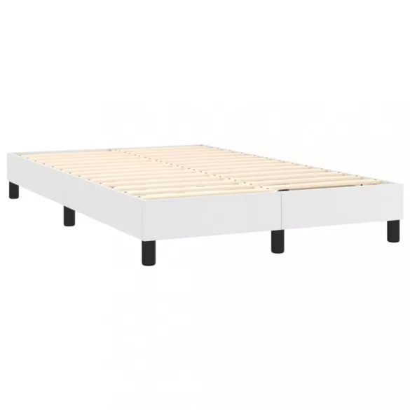 fehér műbőr rugós ágy matraccal és LED-del 120x200 cm