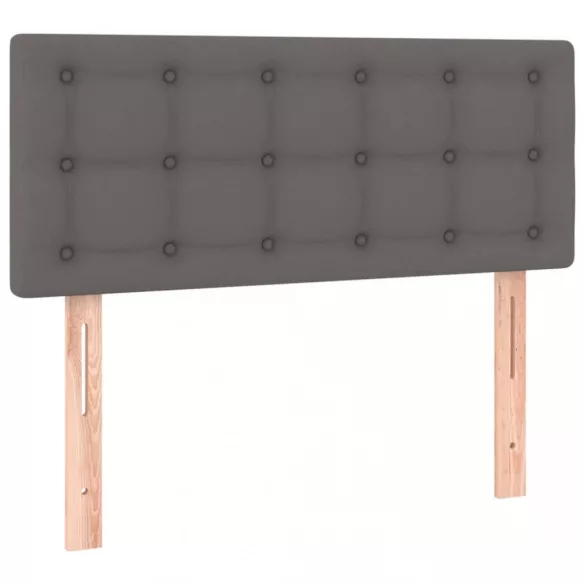 szürke műbőr rugós ágy matraccal és LED-del 120x200 cm