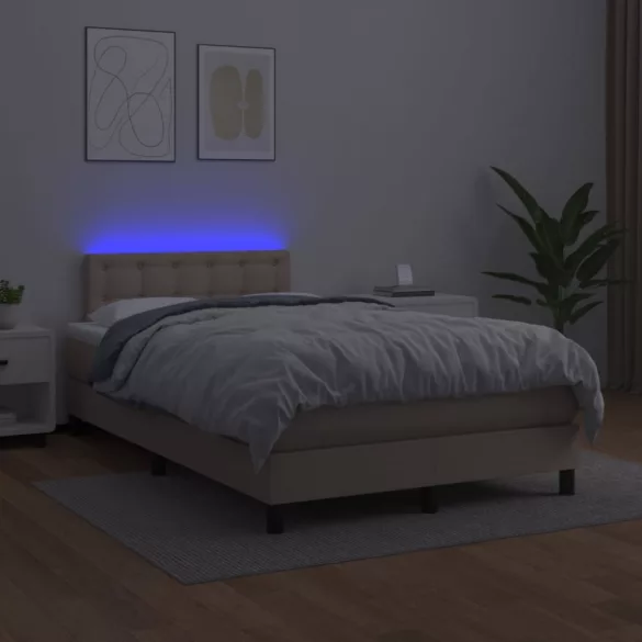 cappuccino színű műbőr rugós ágy matraccal és LED-del 120x200cm
