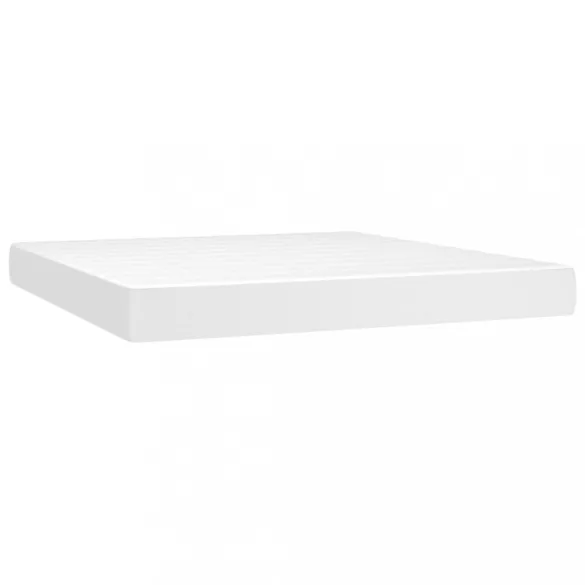 fehér műbőr rugós ágy matraccal és LED-del 160x200 cm