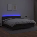 fehér műbőr rugós ágy matraccal és LED-del 180x200 cm