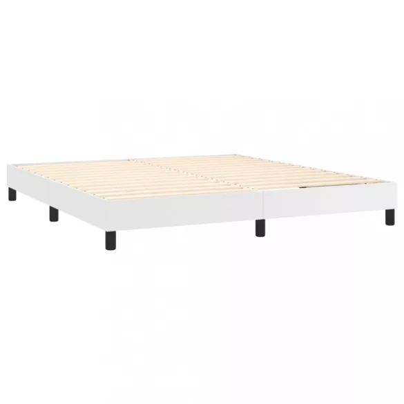 fehér műbőr rugós ágy matraccal és LED-del 180x200 cm