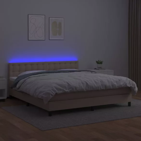 cappuccino színű műbőr rugós ágy matraccal és LED-del 180x200cm