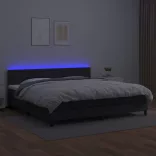 fehér műbőr rugós ágy matraccal és LED-del 200x200 cm