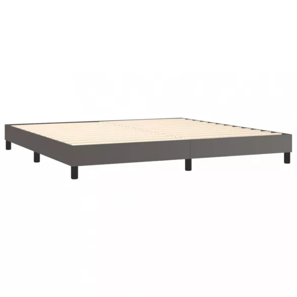 szürke műbőr rugós ágy matraccal és LED-del 200x200 cm