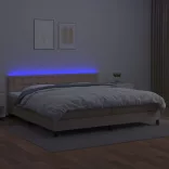 cappuccino színű műbőr rugós ágy matraccal és LED-del 200x200cm