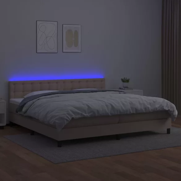 cappuccino színű műbőr rugós ágy matraccal és LED-del 200x200cm