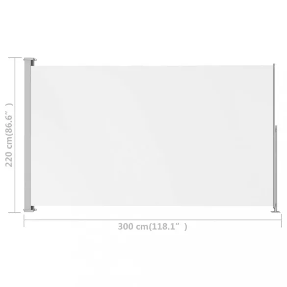 krémszínű behúzható oldalsó terasznapellenző 220 x 300 cm