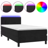 fekete bársony rugós és LED-es ágy matraccal 80 x 200 cm