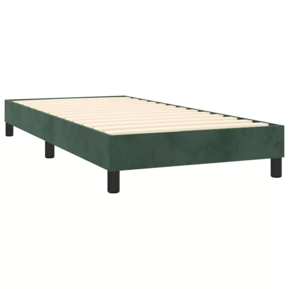sötétzöld bársony rugós és LED-es ágy matraccal 80 x 200 cm