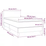 világosszürke bársony rugós és LED-es ágy matraccal 90x190 cm