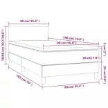 fekete bársony rugós és LED-es ágy matraccal 90x190 cm