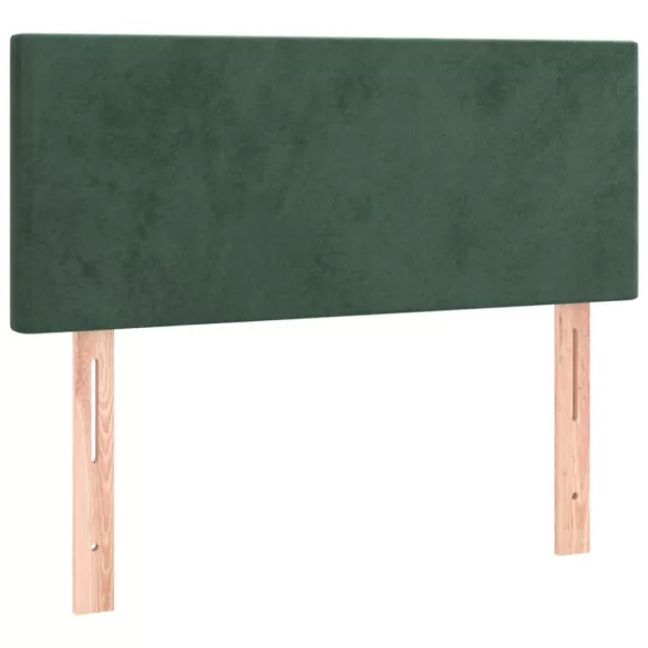 sötétzöld bársony rugós és LED-es ágy matraccal 90x190 cm