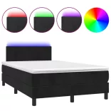 fekete bársony rugós és LED-es ágy matraccal 120x200 cm