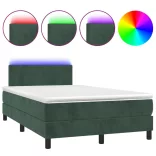 sötétzöld bársony rugós és LED-es ágy matraccal 120x200 cm