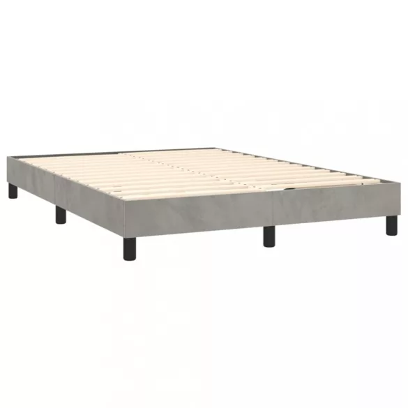 világosszürke bársony rugós és LED-es ágy matraccal 140x190 cm