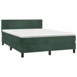 sötétzöld bársony rugós és LED-es ágy matraccal 140x190 cm