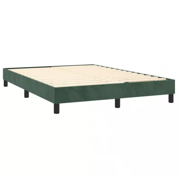 sötétzöld bársony rugós és LED-es ágy matraccal 140x190 cm
