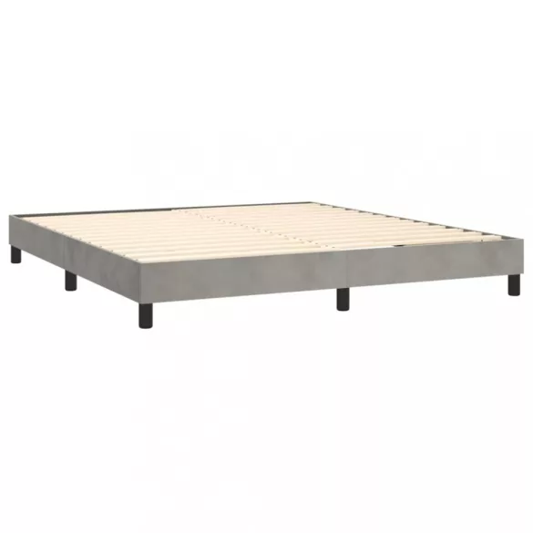 világosszürke bársony rugós és LED-es ágy matraccal 160x200 cm