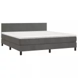 sötétszürke bársony rugós és LED-es ágy matraccal 160x200 cm