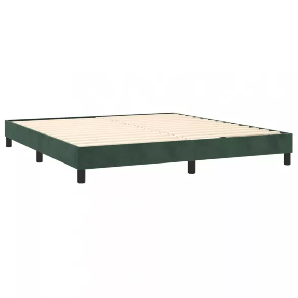 sötétzöld bársony rugós és LED-es ágy matraccal 160x200 cm