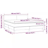 világosszürke bársony rugós és LED-es ágy matraccal 180x200 cm