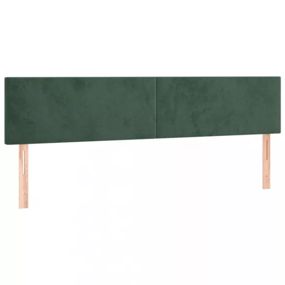 sötétzöld bársony rugós és LED-es ágy matraccal 200x200 cm