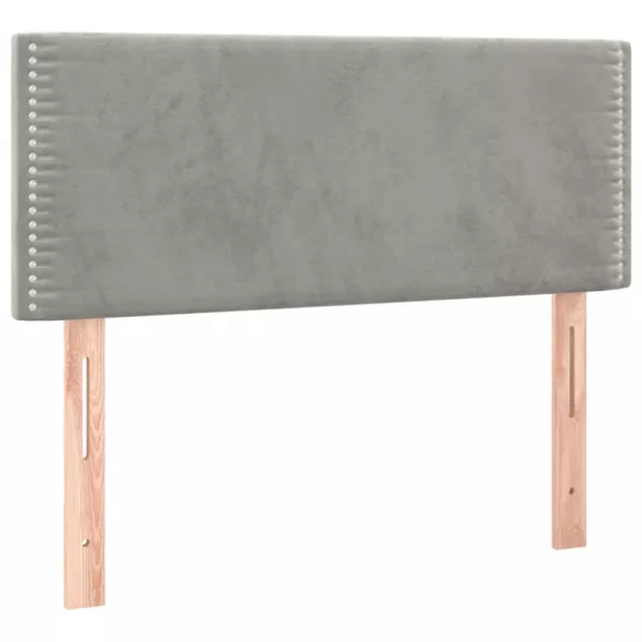 világosszürke bársony rugós és LED-es ágy matraccal 80 x 200 cm