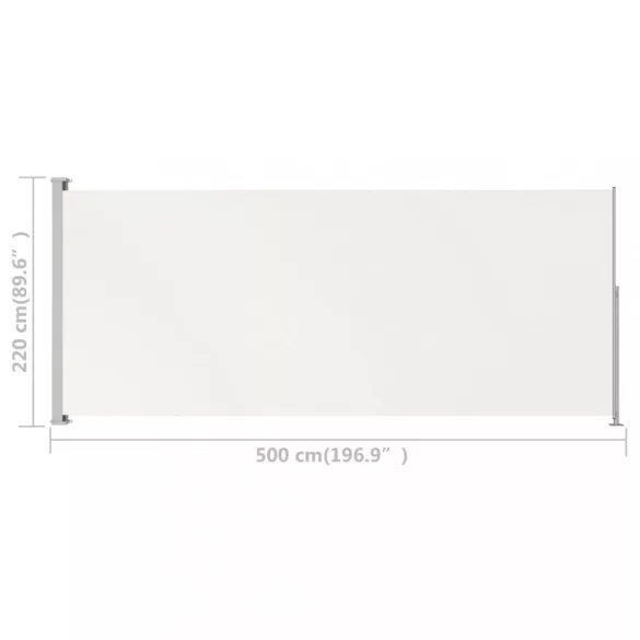 krémszínű behúzható oldalsó terasznapellenző 220 x 500 cm