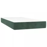 sötétzöld bársony rugós és LED-es ágy matraccal 80 x 200 cm
