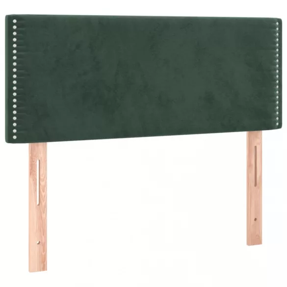 sötétzöld bársony rugós és LED-es ágy matraccal 80 x 200 cm