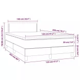 világosszürke bársony rugós és LED-es ágy matraccal 120x200 cm