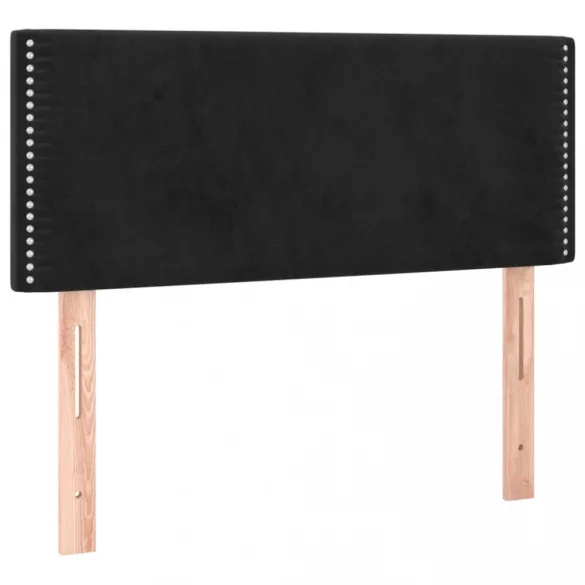 fekete bársony rugós és LED-es ágy matraccal 120x200 cm